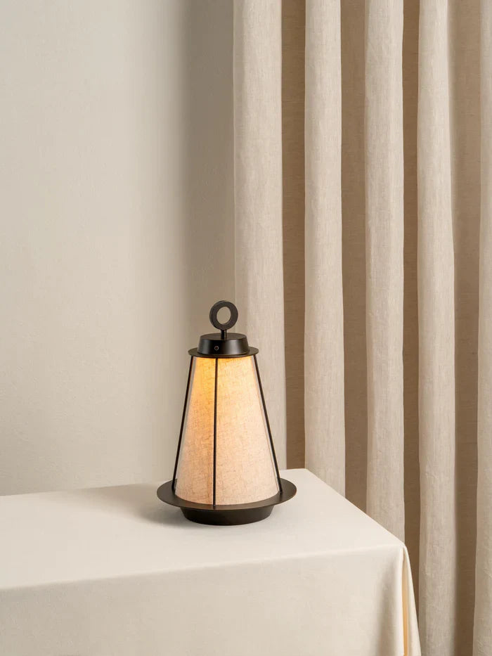 Bronze and Linen Rechargeable Table Lamp