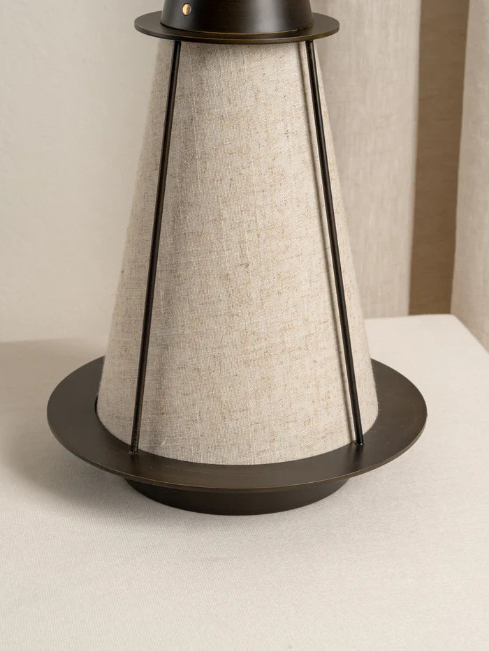 Bronze and Linen Rechargeable Table Lamp