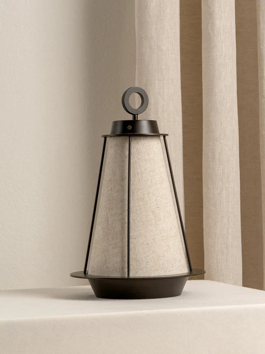 Bronze and Linen Rechargeable Table Lamp