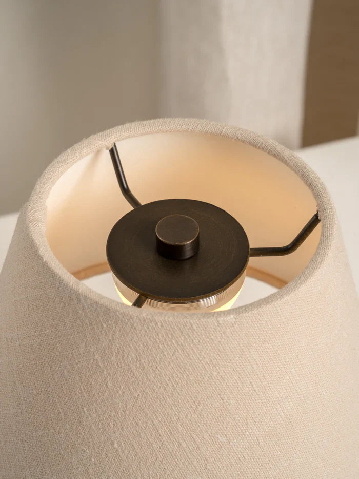 Bronze and Linen Rechargeable Table Lamp
